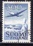 SUOMI FINLAND FINLANDIA FINLANDE 1950 AIR POST MAIL AIRMAIL DOUGLAS DC-6 OVER WINTER LANDSCAPE 300m USED USATO OBLITERE' - Used Stamps