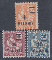 Port-Saïd N° 73 / 75 X  : Partie De Série : Les 3 Valeurs   Trace De Charnière Sinon TB - Unused Stamps
