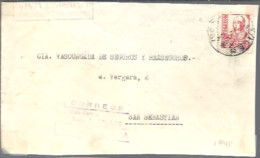 CARTA  1941  CENSURA   CORREOS   ZONA DE AVILES  POCO FRECUENTE - Nationalists Censor Marks
