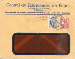 CARTA  COMERCIAL   1939 TOLOSA  CENSURA  MILITAR SEVILLA - Marcas De Censura Nacional