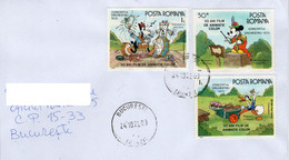 ROMANIA: WALT DISNEY CARTOONS , Circulated Cover - Registered Shipping! - Lettres & Documents