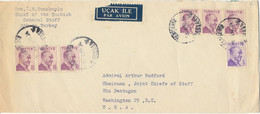 Turkey Cover Sent Air Mail To USA 1957 - Brieven En Documenten