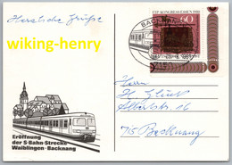 Backnang - Sonderkarte 2   Eröffnung Der S-Bahn Strecke Waiblingen Backnang 1981   Mit Post Sonderstempel - Backnang