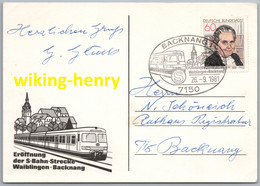 Backnang - Sonderkarte 3   Eröffnung Der S-Bahn Strecke Waiblingen Backnang 1981   Mit Post Sonderstempel - Backnang