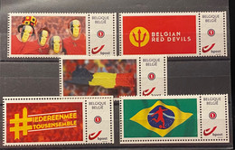 België My Stamps Rode Duivels WK 2014 Brazilië  5 Stuks - Otros & Sin Clasificación