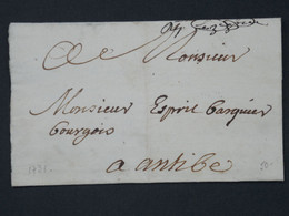 BH15 FRANCE BELLE LETTRE SANS MARQUE 1731 GRASSE A ANTIBE  ++TAXE 30 ++AFFRANCH.  INTERESSANT++ - ....-1700: Precursors