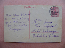 1918 Belgique Postkarte De Laken Laeken Adressée à Interlaken Suisse - Occupation Allemande