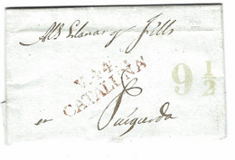 1840 - Lettre De  V. 44 . / CATALUNA   +  Taxe Tampon 9 1/2    Pour Puigcerda - ...-1850 Prefilatelia