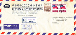 Taiwan Registered Air Mail Cover Sent To Denmark Taipei 28-1-1983 - Luftpost