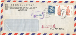 Taiwan Registered Air Mail Cover Sent To Denmark Taipei 10-3-1977 - Poste Aérienne