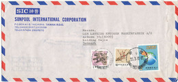 Taiwan Air Mail Cover Sent To Denmark 28-3-1987 Topic Stamps - Brieven En Documenten