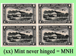 1921 ** BELGIAN CONGO / CONGO BELGE = PA02 MNH AIRMAIL LANDSCAPES X 4 MNH STAMPS - Ongebruikt