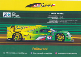 SPORT AUTO. 24 HEURES DU MANS 2019. LA LIGIER JS P217 N° 34. AUTOGRAPHES DE L'EQUIPAGE J.WINSLOW /J. SMIECHOWSK /N.MOORE - Automobile - F1