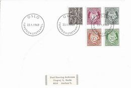 Norway Norge 1969 Wood Sculpting, Posthorn Mi  478 Y-481 Y, 578   FDC - Storia Postale