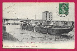 CPA Poissy - Le Pont Et Le Vieux Moulin - Péniche En Seine - Poissy