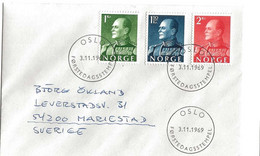 Norway Norge 1969 Olav V   - Crown Stamps Fluor Mi  428 Y-430 Y, FDC - Lettres & Documents