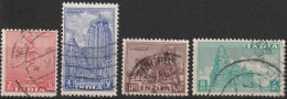 MiNr. 195, 198 - 200 Indien 1949, Freimarken: Baudenkmäler. Bdr., Rupienwerte Odr.; Wz. 4; MiNr. 191 Bis 195 Gez. K - Usados