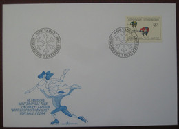 Liechtenstein FDC 1987 - Paul Flora Olympische Winterspiele 1988 Calgary Canada WinterSportpioniere Abfahrt / Skifahren - Briefe U. Dokumente