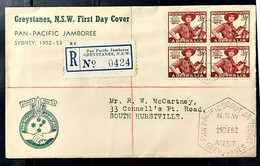 New Zealand 1952 Registered Cover ( R0424 ) From Australia, Pan Pacific Jamboree Scout FDC (**) - Lettres & Documents