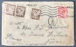 France Enveloppe Taxée D'Angleterre Pour Paris 24.1.1917 - (N049) - 1859-1959 Storia Postale