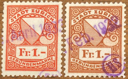 Fiskalmarken, Gebührenmarken Stadt Zürich - Revenue Stamp Switzerland - Fiscaux