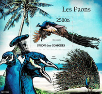 COMOROS ISLANDS 2011 Mi 627 BIRDS INDIAN PEACOCK PEAFOWL MINT MINIATURE SHEET ** - Pavos Reales