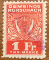 Fiskalmarke Tax-Marke Gemeinde Rorschach 1 Fr. - Revenue Stamp Switzerland - Fiscaux