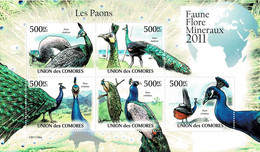 COMOROS 2011 Mi 3018-3022 PEACOCK PEAFOWL BIRDS MINT MINIATURE SHEET ** - Pauwen