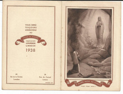 PETIT CALENDRIER ALMANACH Lourdes 1938 - Formato Piccolo : 1921-40