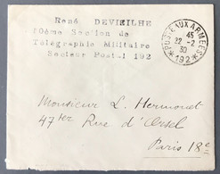 France Enveloppe SP192 - 22.2.1930 - Griffe 10ème Section De Télégraphie Militaire Secteur Postal 192 - (N059) - 1921-1960: Modern Tijdperk