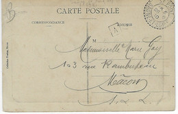 France - Cachet Perlé " St POINT - Saone Et Loire " 1910 + Griffe Facteur A Dans Un Carre Sur CP St POINT - 1877-1920: Semi-moderne Periode