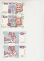 Repubblica: 1.000 Lire Montessori Serie G (anno 1998). Lotto Di 2 Banconote - 1000 Lire