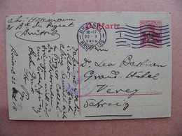 1916 Belgique Postkarte De Brussel Bruxelles à Destination De Vevey Suisse - Occupation Allemande
