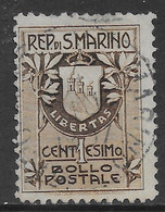 San Marino 1907 Stemma Fondo Giallastro C1 Sa N.47 US - Gebraucht