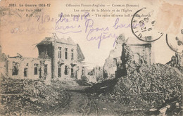 COMBLES - Les Ruines De La Mairie Et De L'Eglise - Offensive Franco-Anglaise - Carte Circulé 1918 - Combles