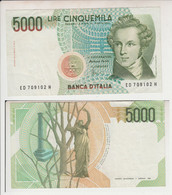 Repubblica: 5.000 Lire Bellini Serie D (anno 1996) - 5000 Lire