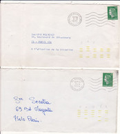 Lot De 4 Lettres 1972-1974 Avec Marques D'indexation De Tri Jaune 92 BOULOGNE BAGNEUX CLAMART SURESNES Sur Cheffer - Brieven En Documenten