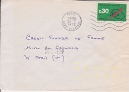 Lettre 1972 Avec Marques D'indexation De Tri Jaune  + Marque "08" à Sec PARIS GARE ST LAZARE Sur CODE POSTAL 0,30 PNU - Cartas & Documentos