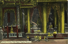 Burma, RANGOON, Shwe Dagon Pagoda, Carving (1910s) D.A. Ahuja Postcard No. 95 - Myanmar (Burma)