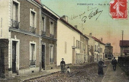 D95 - Cpa Toilée - PIERRELAYE < VUE ANIMEE DE LA RUE DE PARIS - Pierrelaye