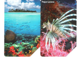 2 Card Set - Italy - 1555 - 1556 Golden - L`atollo - Underwater Sea Life - Fish Pesce Fisch - 31.12.02 - Only 30.000ex. - Public Themes