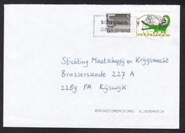 Netherlands: Cover, 2001, 2 Stamps, Crocodile, Children Cartoon, Animal, Child Charity (traces Of Use) - Lettres & Documents