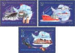 Russia 2006 50th Of Russian Exploration Of Antarctica Set Of 3 Stamps - Otros Medios De Transporte