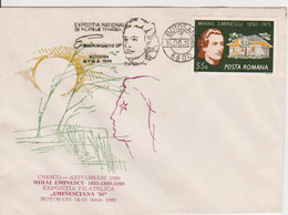 UNESCO ANNIVERSARY WRITER MIHAI EMINESCU ROMANIA SPECIAL COVER - Ecrivains