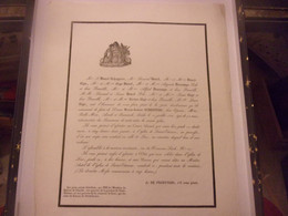 1838 DECES DE DAME DANEL SCHEPPERS A LOOS FAMILLE BIGO  DESCAMPS SCRIVE PAPIER SOIE PAIN DISTRIBUE PAUVRES DE LOOS NORD - Obituary Notices