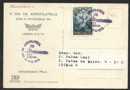 Portugal Cachet Commémoratif Journée Aérophilatélie TAP Aviation Avion Caravelle VI - R 1973 Event Pmk TAP Airline - Flammes & Oblitérations