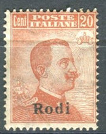 EGEO RODI 1917 20 C. SASSONE N.12 ** MNH - Egeo (Rodi)