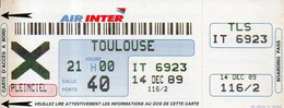 Carte D'embarquement Air Inter à Toulouse 14 Décembre 1989 - Bordkarten