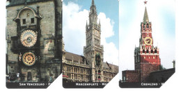 3 Cards - Italy - 1640 - 1642 Golden - Architettura Del Tempo - Moskau - Prag - Monaco - 31.12.2004  25.000 Ex. - Publieke Thema