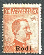 EGEO RODI 1917 20 C. SASSONE N.10 ** MNH - Egeo (Rodi)